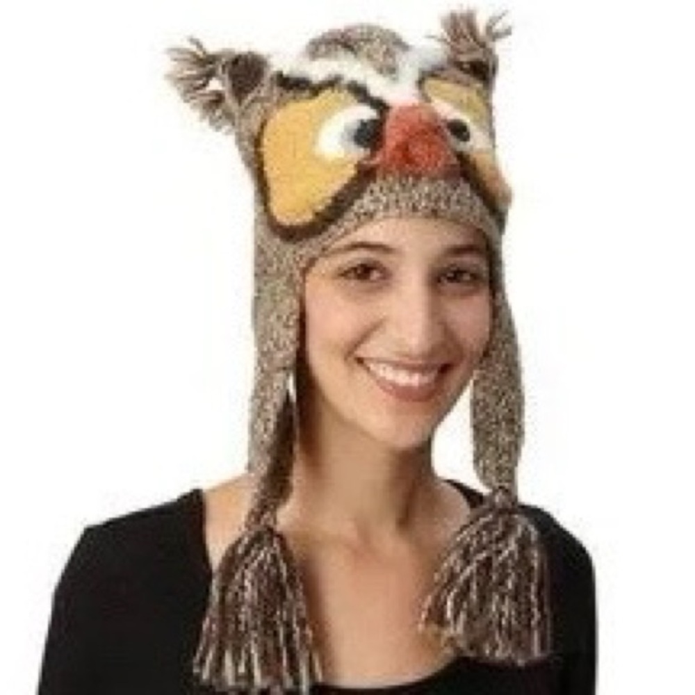 ANTHROPOLOGIE PERIKA Peruvian Trading Company Owl Winter Hat One Size